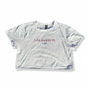 Women’s XL Wild Fable Los Angeles 1984 White Embroidered Crop Top 80s Tee